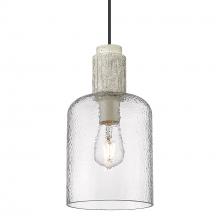  1086-S BLK-HCG - Pedra Small Pendant in Matte Black with Hammered Clear Glass